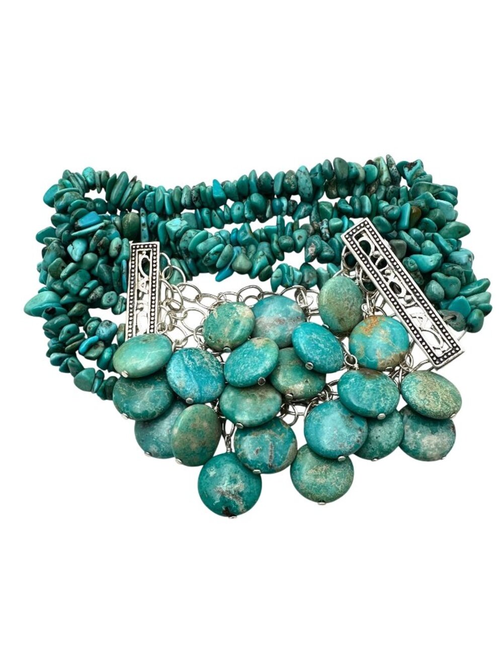Barse Bracelet Blue Green Turquoise Sterling Silver 7.5 Inch